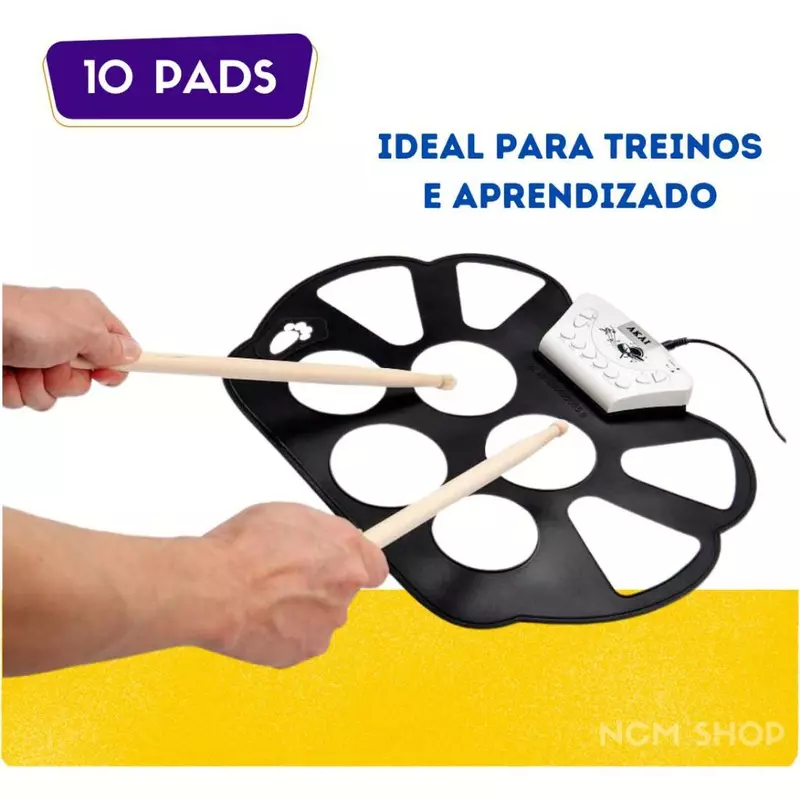 Bateria Musical Eletrônica Portátil de Silicone Dobrável Roll Up — foto 5
