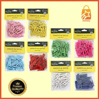 Kit 30 Mini Prendedores Coloridos de Madeira para Decoração de Pendurar Fotos Artesanato e Natal em Oferta na Shopee