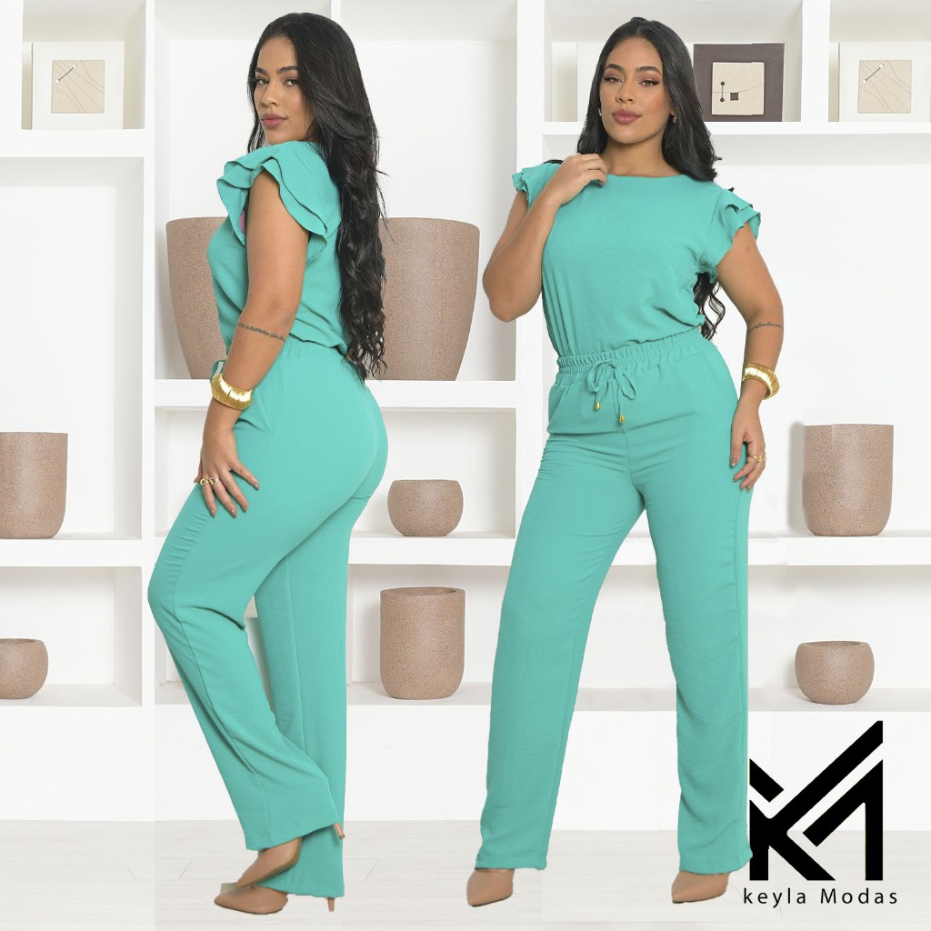 Conjunto Feminino luxo - Alfaiataria  elegante - Calça Reta blusa babado Estilo Sofisticado + forro em Oferta na Shopee