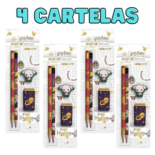 Kit Escolar Harry Potter 2 Lápis+Apontador+Borracha - Leo&Leo-4 Cartelas em Oferta na Shopee