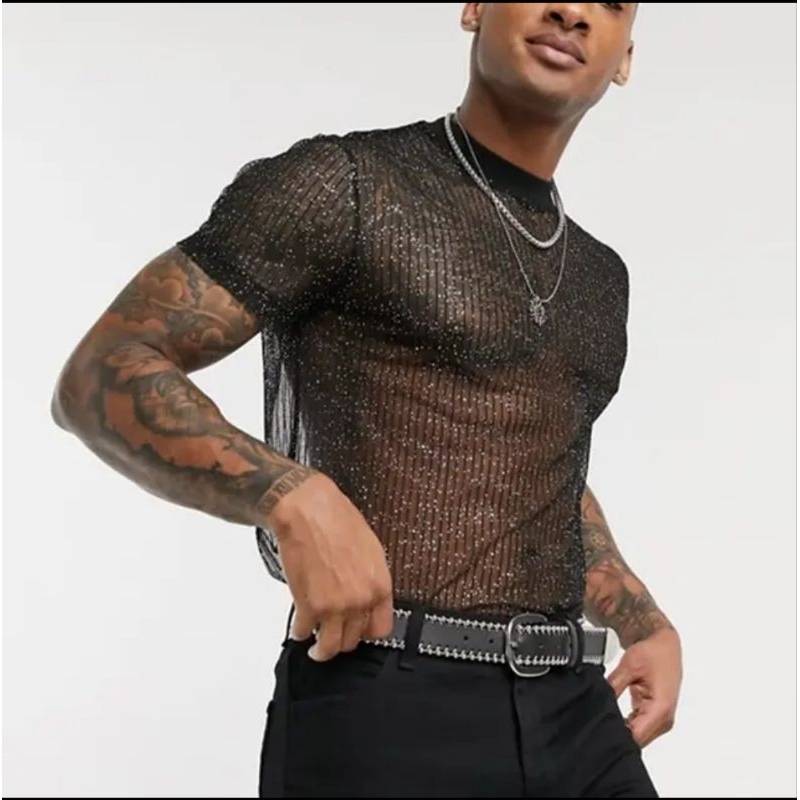 blusa em tule  lurex linha star brilho summer masculino