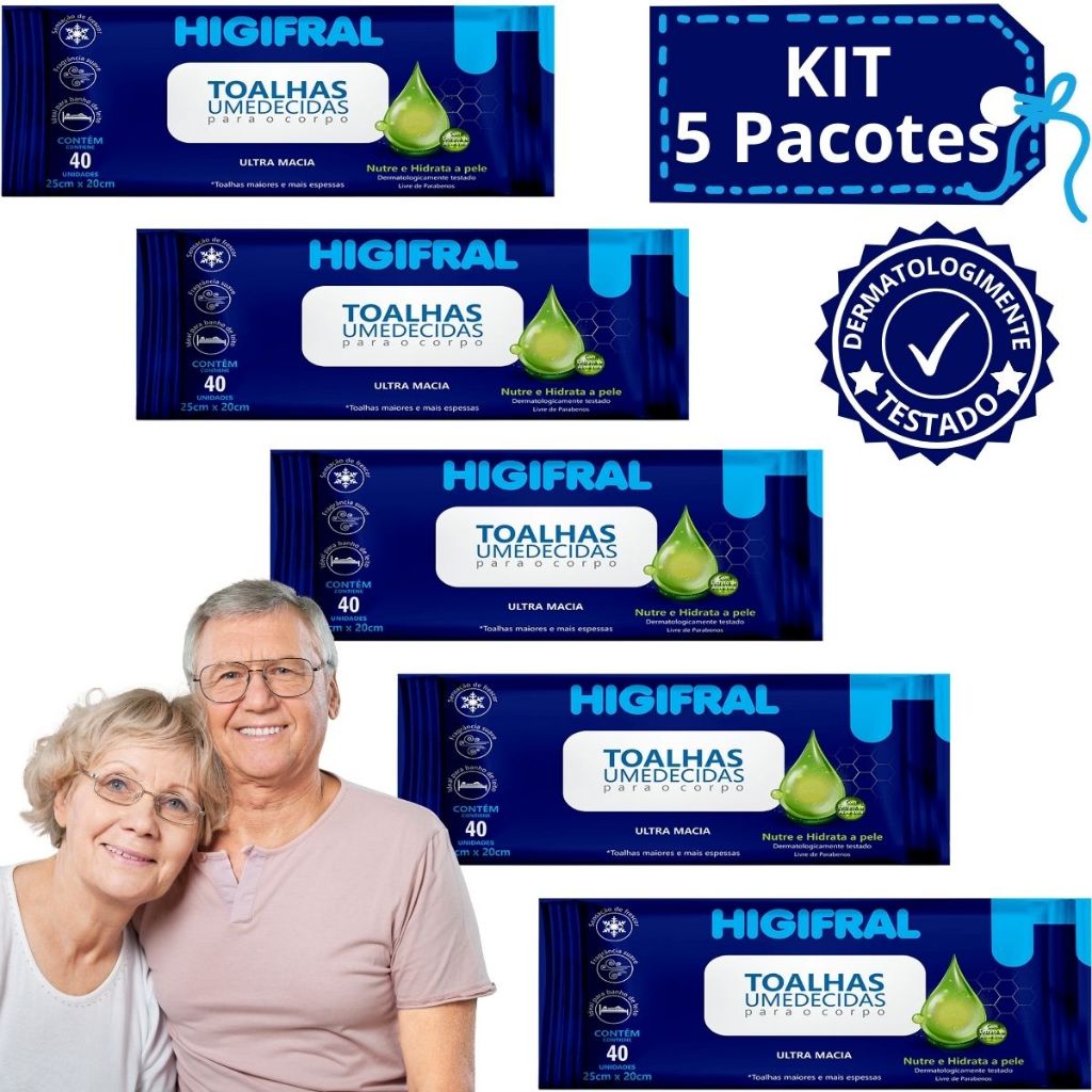 Toalhas Geriatricas Lenços de Banho de Leito Adulto Higifral Kit 5 Pacotes em Oferta na Shopee