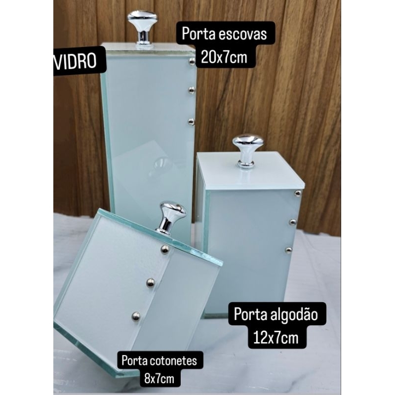 Jogo de Banheiro Kit Lavabo Luxo Porta Escovas  Porta Algodão Porta Cotonetes