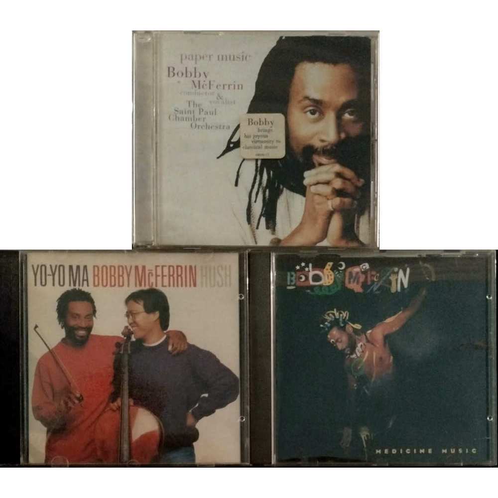 3 CDs Bobby Mcferrin - Paper Music + Hush + Medicine Music / semi-novos