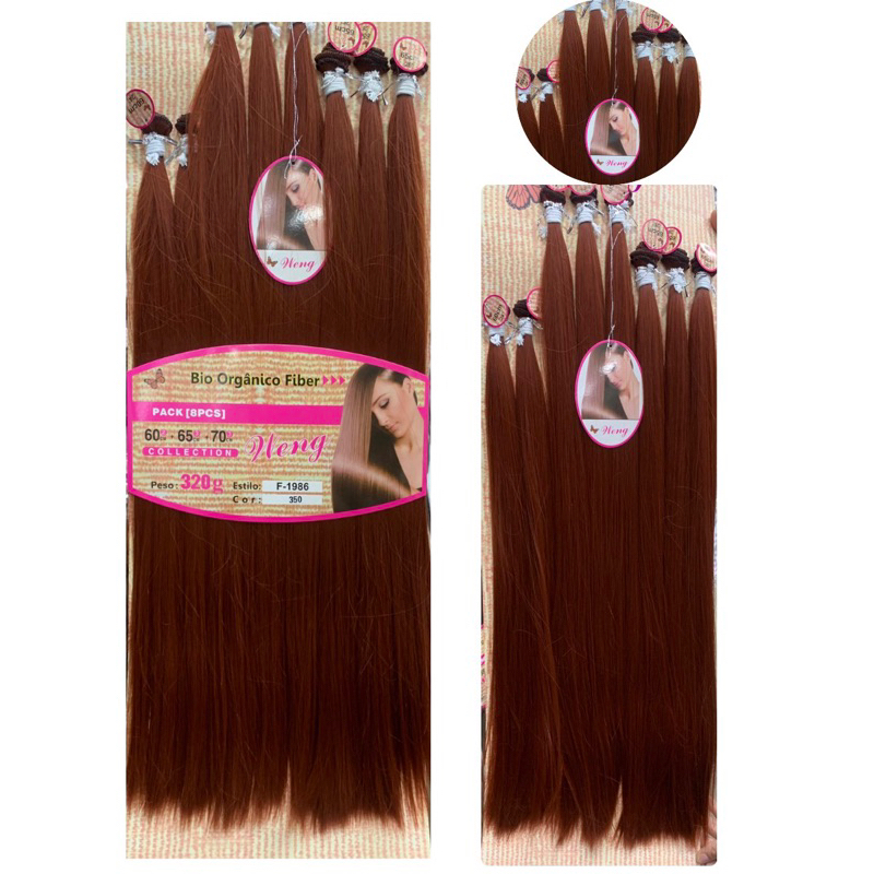 Cabelo Bio Organico - RUIVO 350 / 70cm Mega Liso 8 Telas Weng 300g - F1986