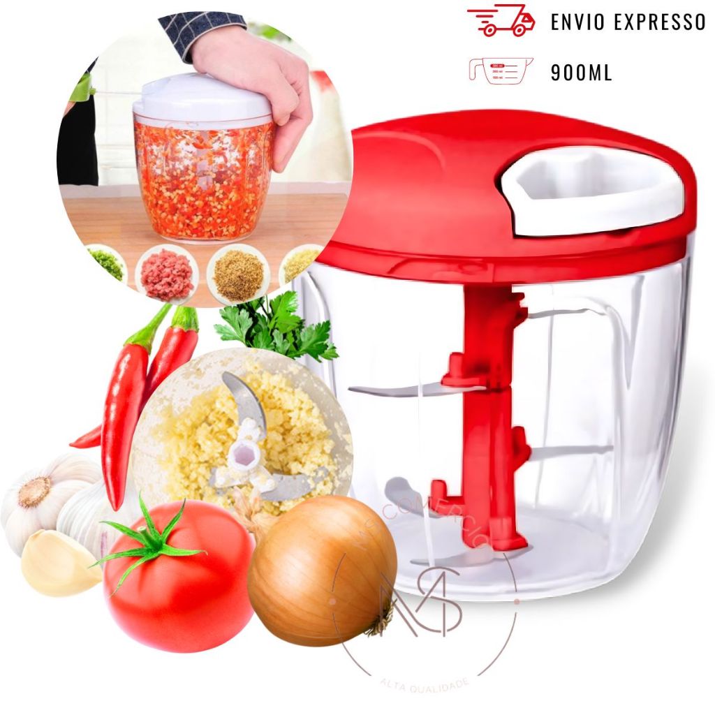 Processador de Alimentos Triturador de Alho Grande 900ml