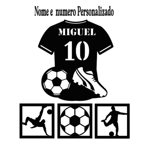 Kit 4 Quadros Decorativos de Camiseta de Futebol com Nome e Numero Personalizado em MDF 3mm