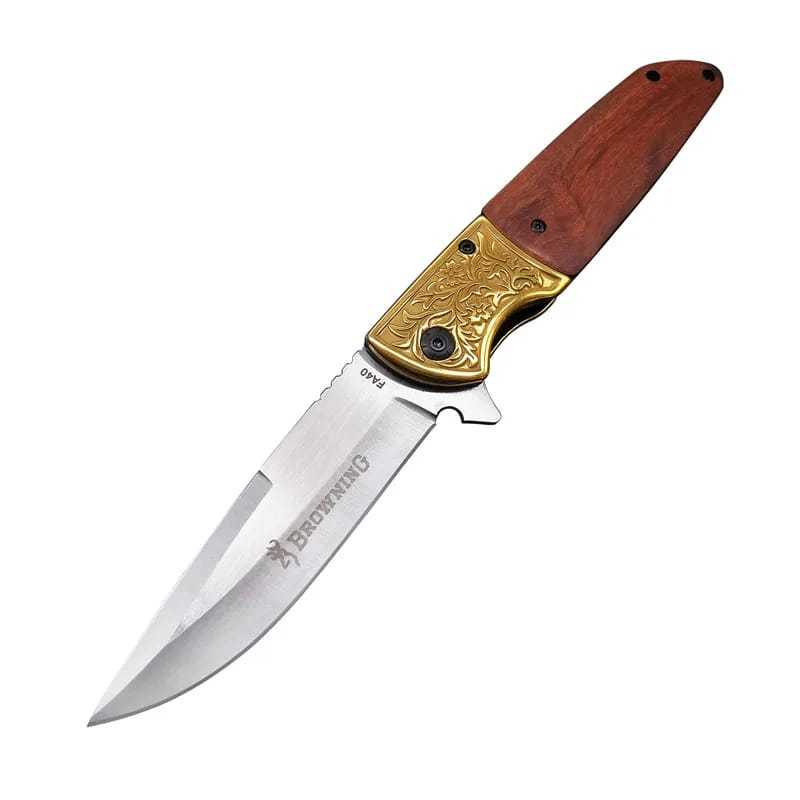 Canivete Browning Semi Automático Aço Inox P/ Caça Pesca e Camping