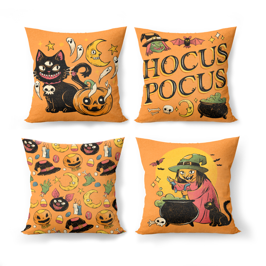 Capas de almofadas Halloween kit com 4 capas