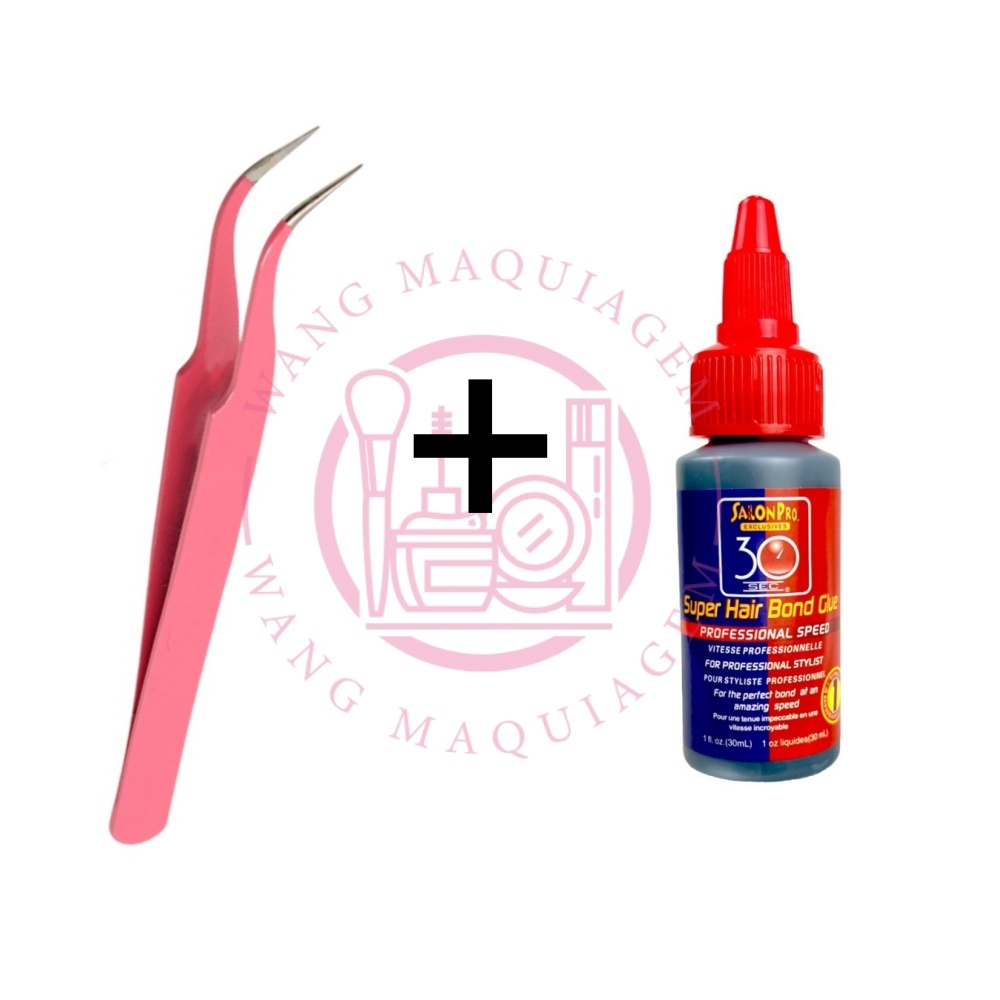 Conjunto Pinça Extensão De Cílios + Super Cola Salon Pro 30ml Para Alongamento em Oferta na Shopee