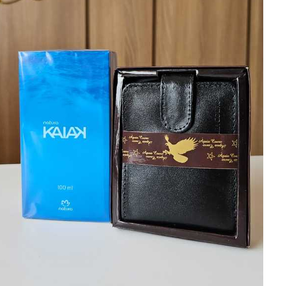 Kaiak Tradicional Com Carteira Masculina Couro Legitimo