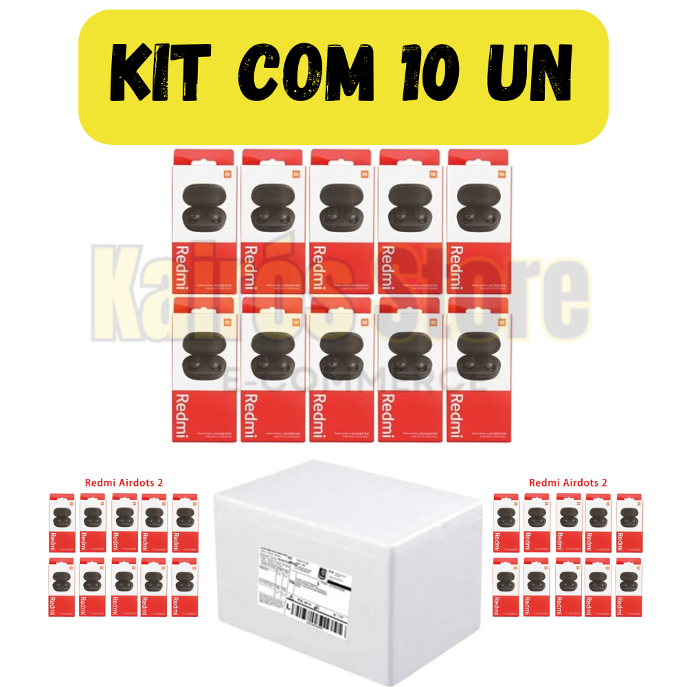 Kit com 10/20 Fones De Ouvido Sem Fio Bluetooth Xiaomi Redmi AirDots 2 Atacado