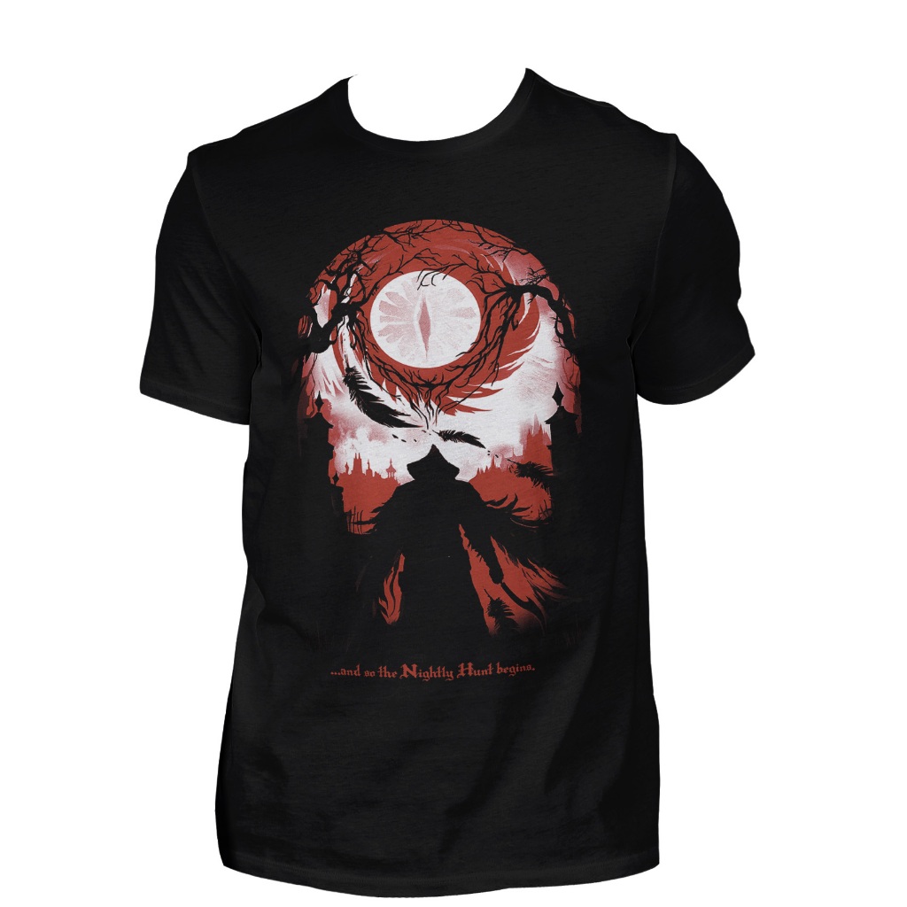 Camiseta Unissex Bloodborne The Nightly Hunt Begins Bbo7