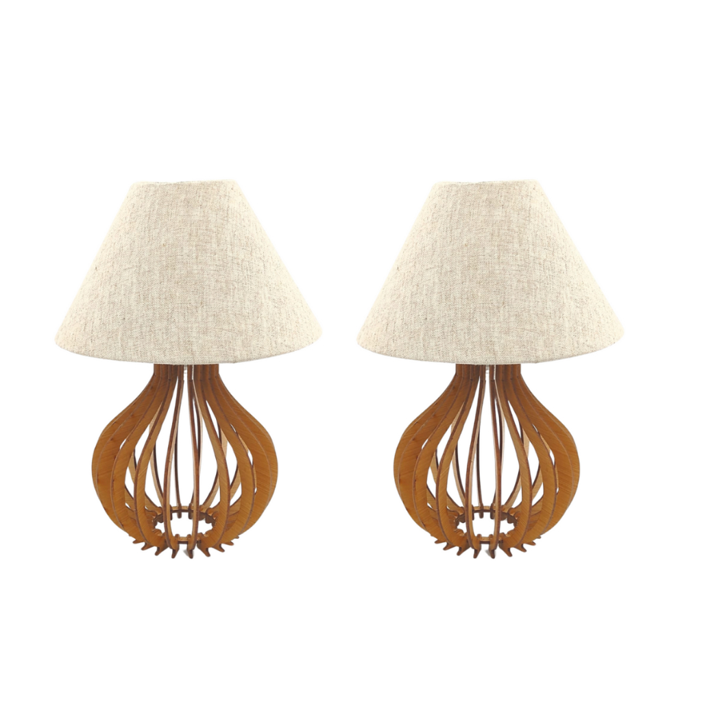 Kit 2 Abajur Luminária De Mesa Cúpula Em Tecido Linho Decoração Sala Escritório Quarto Mod...