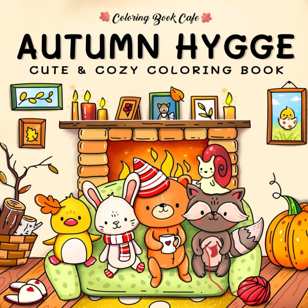 Kit 30 Desenhos Para Pintar E Colorir Ilustrações do livro Autumn Hygge - Folha A4 Inteira! 1 Por Folha!