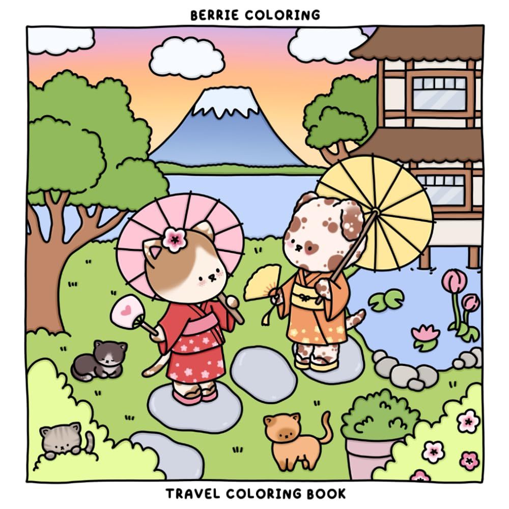 Kit 20 Desenhos Para Pintar E Colorir Ilustrações do livro Berrie Coloring Travel - Folha A4 Inteira! 1 Por Folha!