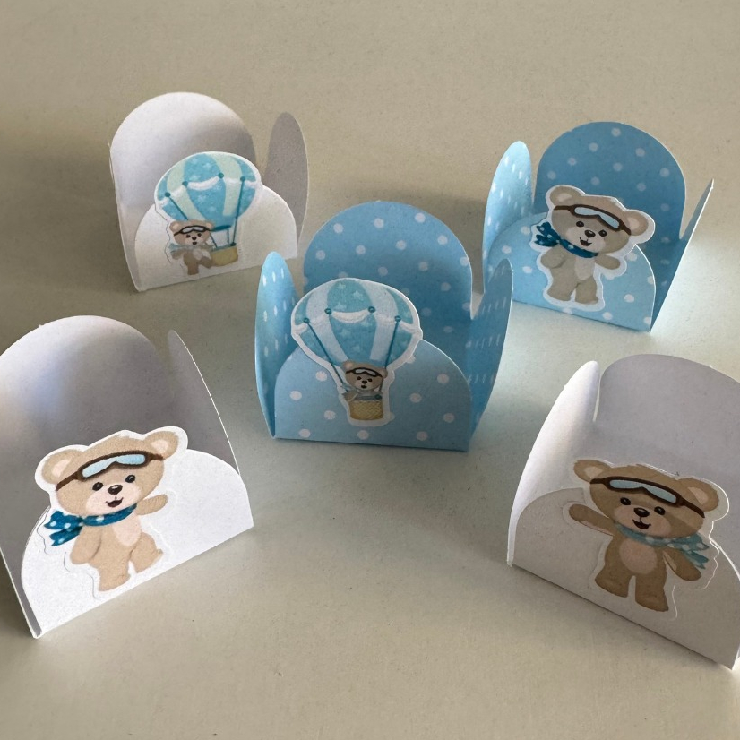 100 Forminhas para Doces Festa de Aniversário, ursinho baloeiro