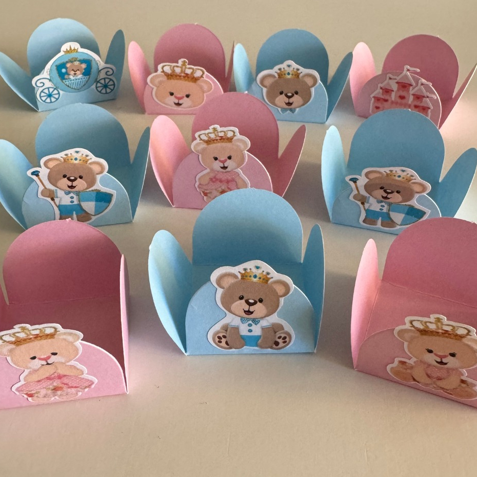 100 Forminhas para Doces Festa de Aniversário ursinhos príncipe e princesa revelação em Oferta na Shopee