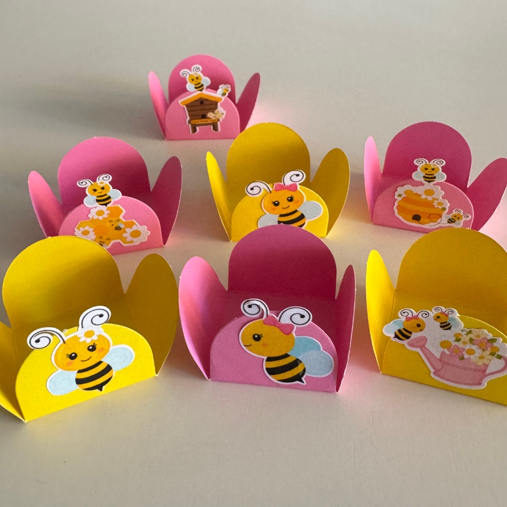 100 Forminhas para Doces Festa de Aniversário ABELHINHA FLORAL ROSA em Oferta na Shopee