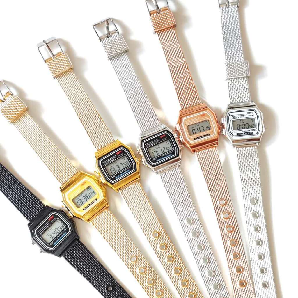 Relógio  De Pulso Led Digital Malha Milanese Modelo Retrô Vintage Barato Não Prova D'àgua Unissex Masculino e Feminino em Oferta na Shopee