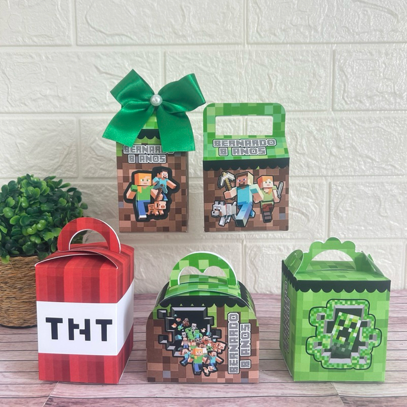 Kit PEGUE E MONTE Personalizados Lembrancinhas Minecraft Caxinhas para festa em Oferta na Shopee
