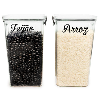 Kit 2 Pote Hermético 1.450 Litros com Trava e Alta Vedação Empilhável para Alimentos Arroz Feijão em Oferta na Shopee