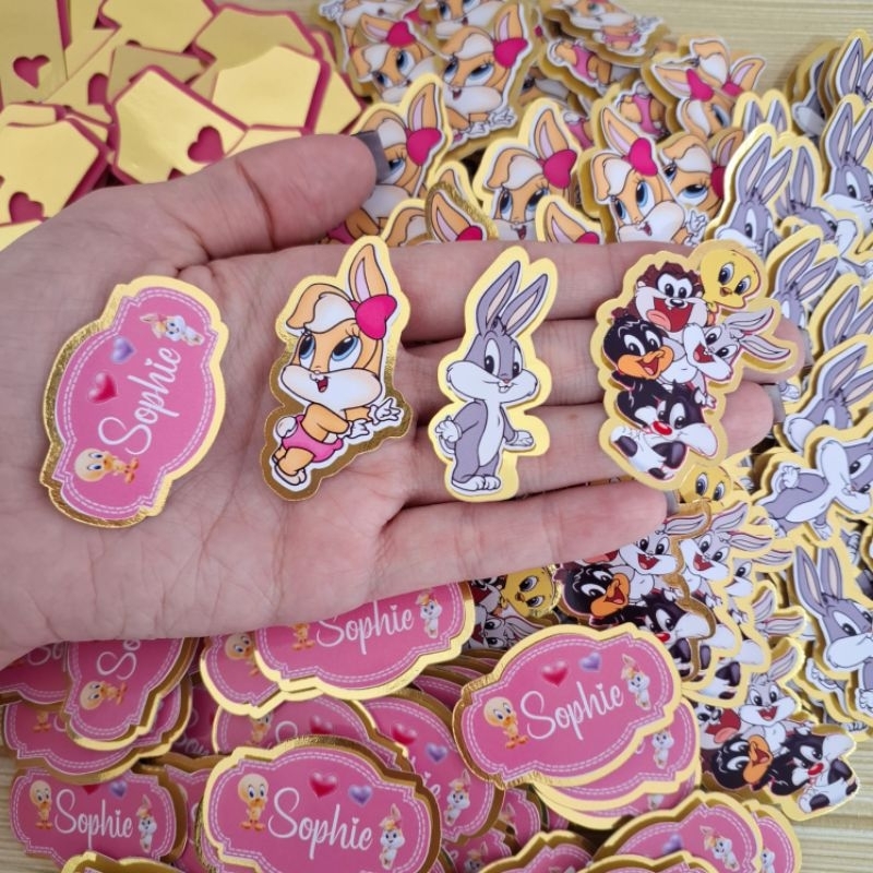 100 apliques 3D com LAMICOTE dourado | Lonney tunes em Oferta na Shopee