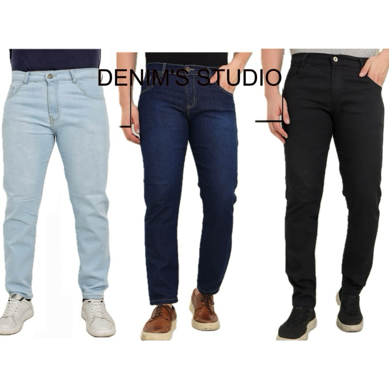 kit 3 calça masculino jeans skinny lycra slim KIT3DENIM STIUDO √tecido elástico