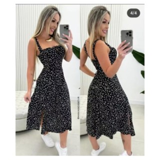 Vestido Midi Romântico Estampado com. Amarração nas Costas Corset Floral Latex Nas CostasTecido Viscolinho levee Elegan em Oferta na Shopee