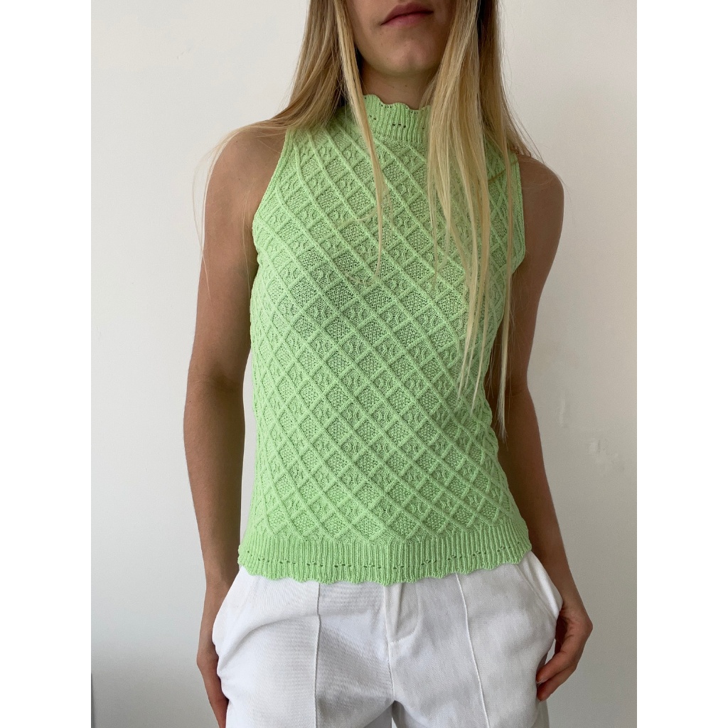 Regata Tricot Ponto Arans Modal Tricô Verão Blusinha Gola Alta em Oferta na Shopee