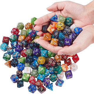 Conjunto Kit com 7 Dados RPG Multicores D4 D6 D8 D10 D10% D12 D20 + BOLSA DE VELUDO Efeito Mármore Pérola Jogo de Tabuleiro RPG Várias Cores