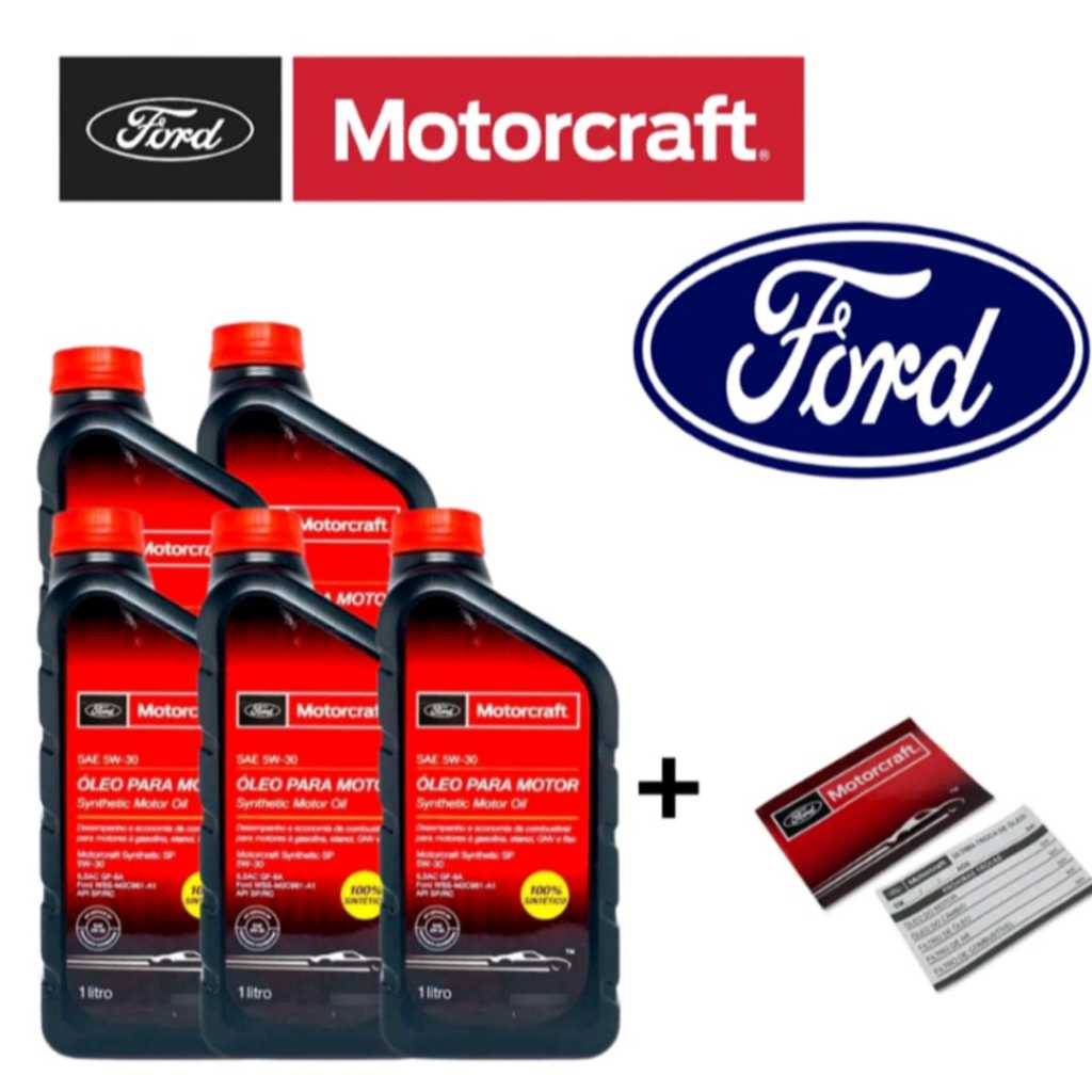 Kit 5 Litros 5w30 FORD Motorcraft 100% Sintetico Original + Etiqueta Revisão Original Ford em Oferta na Shopee