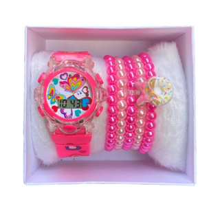 7 pçs Relógio infantil sortido para meninas com pulseiras de missanga e caixinha em Oferta na Shopee