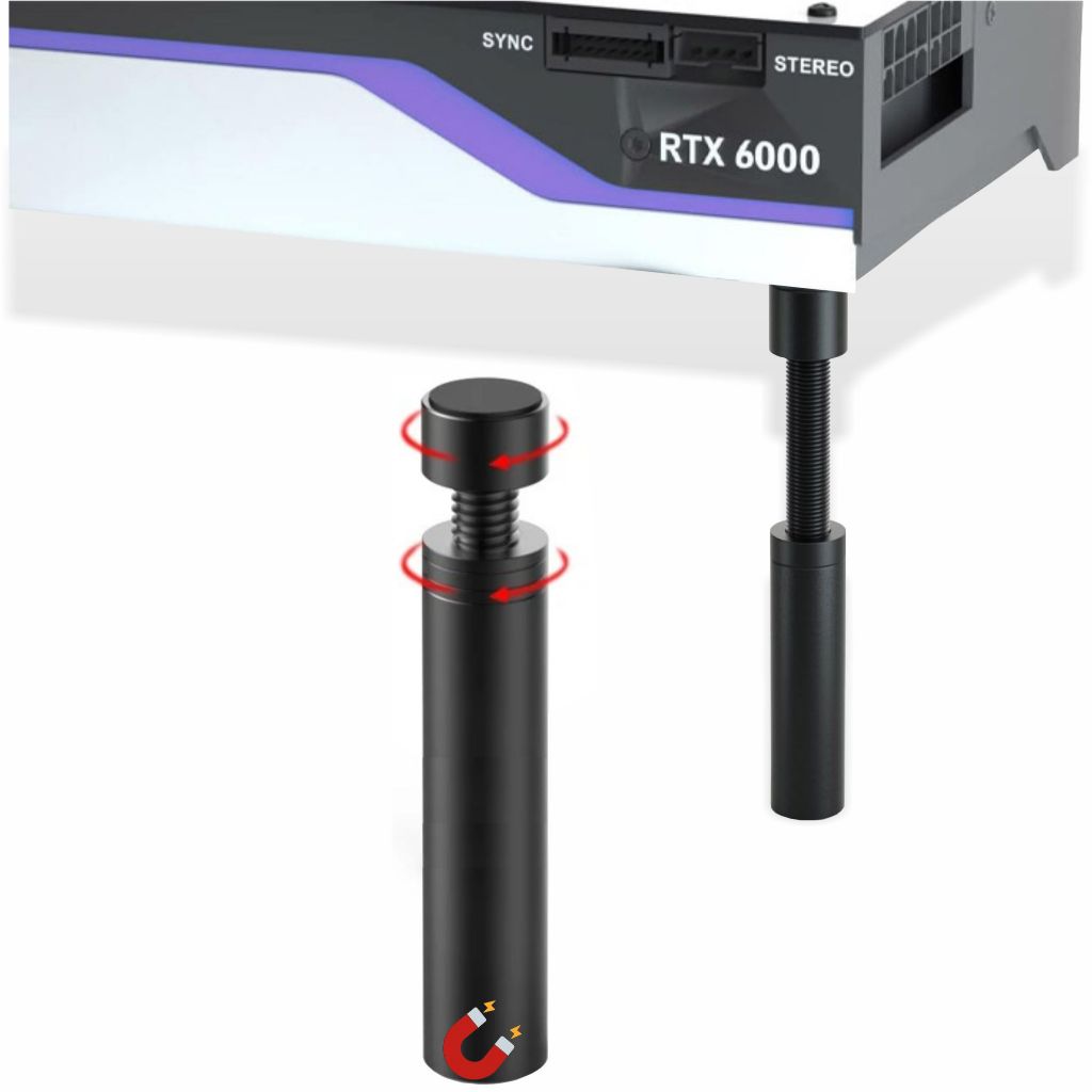 Suporte para Placa de Vídeo GPU, em Alumínio, Tamanho Ajustável, Base Magnétiga. Apoio para Placa de Vídeo
