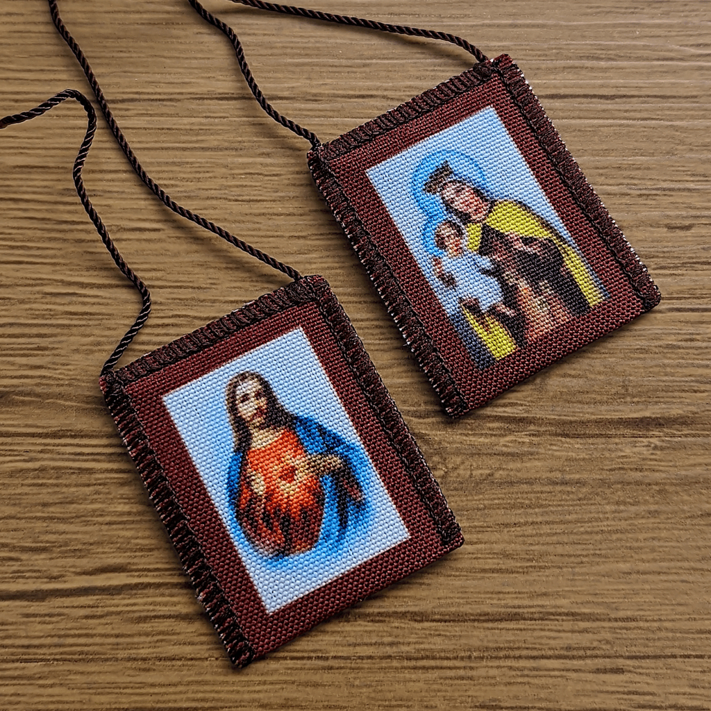 Escapulário De Pano De Pescoço Carmo E Jesus Original Religioso