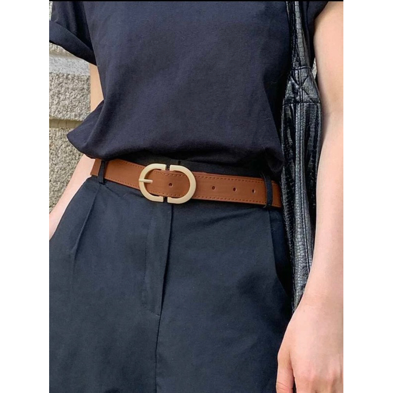 Cinto de Couro para Mulher - Luxo Retro com Fivela Redonda em Oferta na Shopee