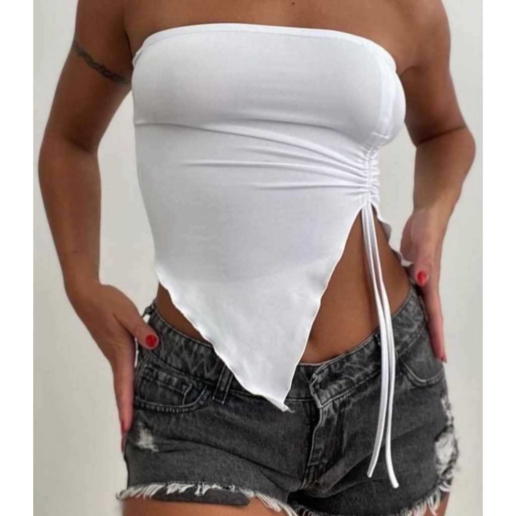 Cropped Tomara Que Caia Borboleta Com Puxador Super Confortável Suplex Premium ( borboleta )