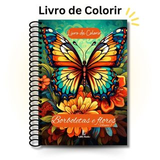 Livro de Colorir Adulto Desenhos Borboletas e flores vol1 Capa Dura A5 gramatura 120g 50 páginas em Oferta na Shopee