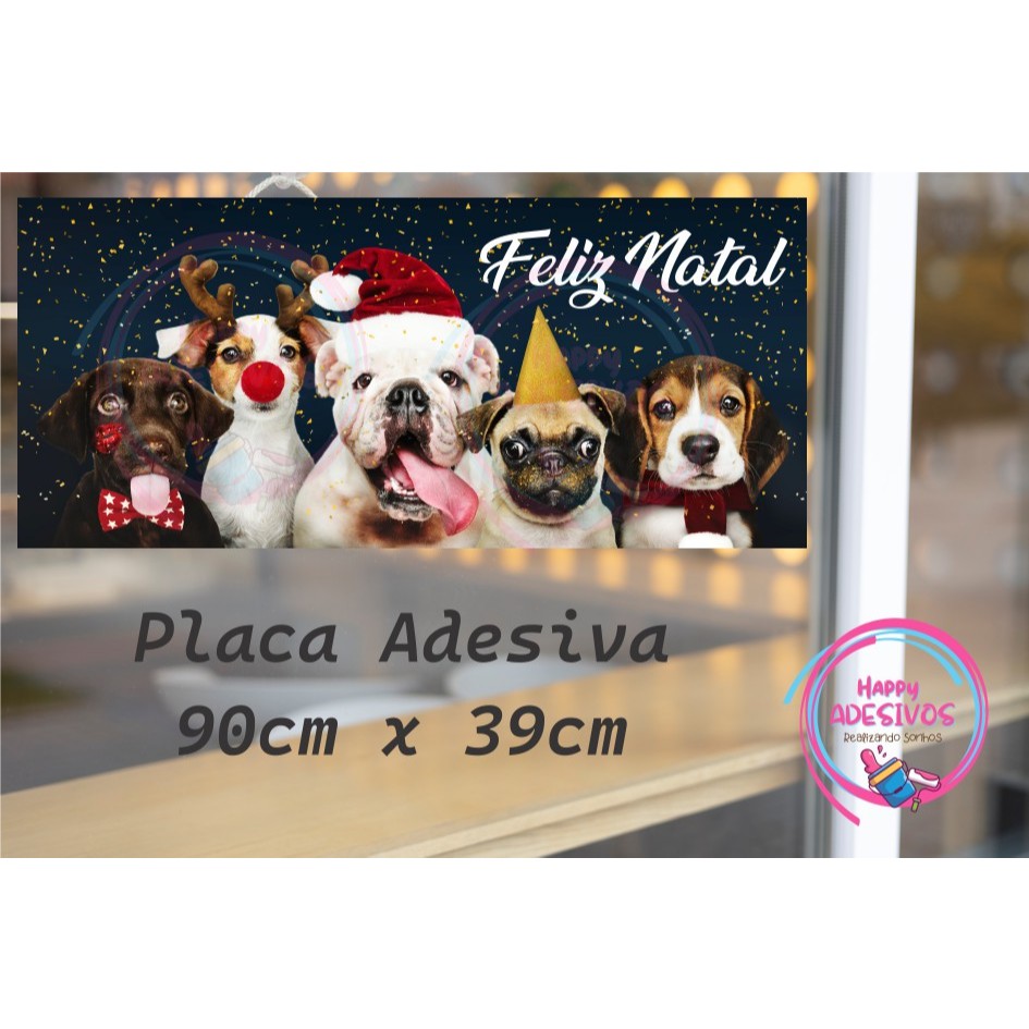 Adesivo para PetShop Natal Vitrine Cachorro Cães Gatos Patinhas Vidro Decoração Natalina Pet Shop