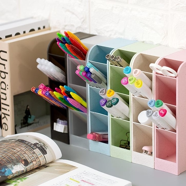 Organizador De Mesa Porta Lápis Caneta 4 Divisórias Multiuso