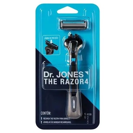 Kit Dr. Jones The Razor4 1 Aparelho de Barbear Recarregável + 1 Carga de Barbear