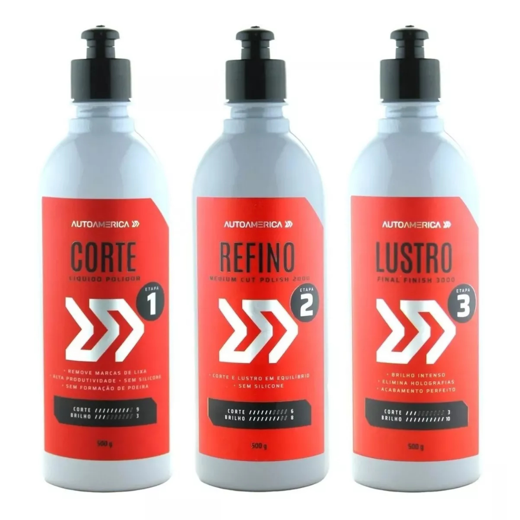 Kit Polimento Menzerna 300ml Corte Refino Lustro Autoamerica
