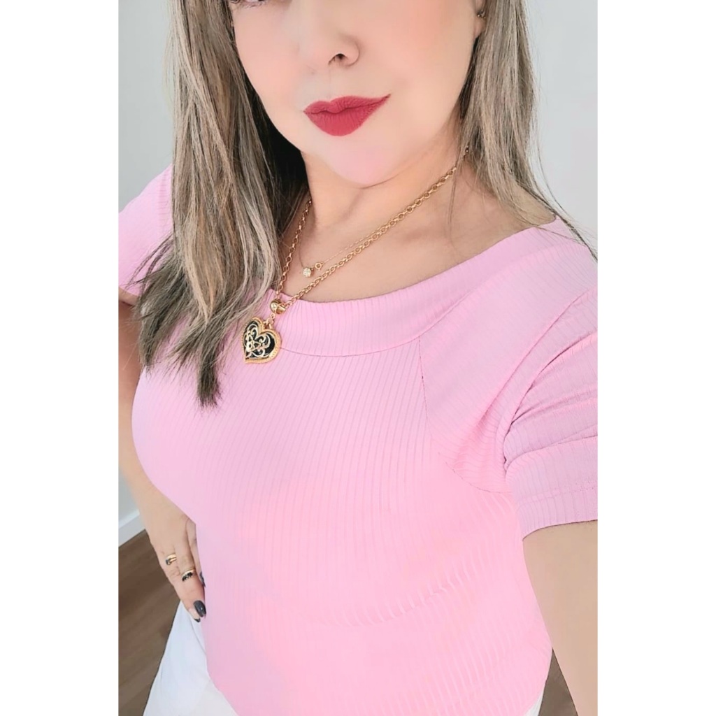 Blusa ombro a ombro manga curta, ciganinha malha canelada