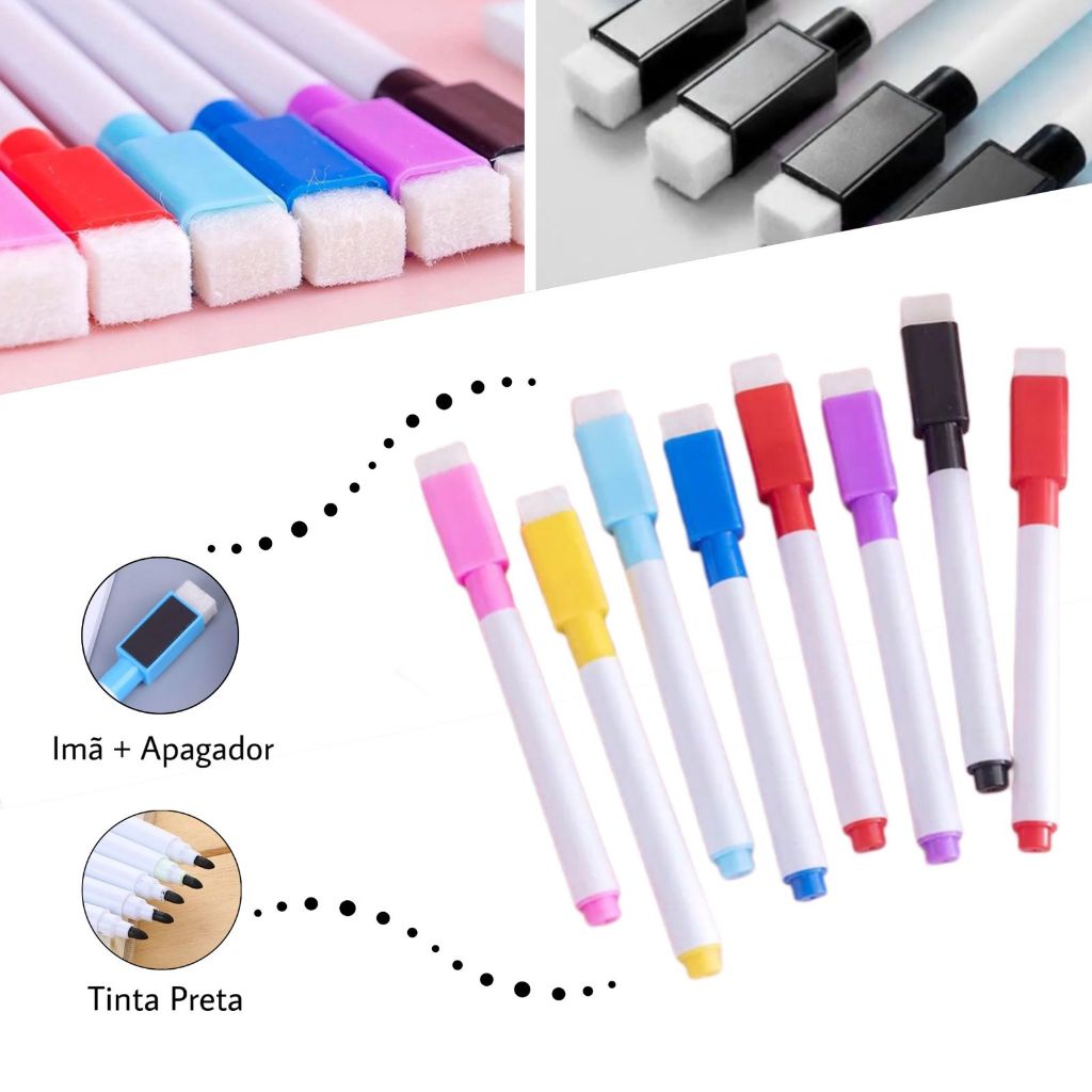 30 Canetas Para Quadro Branco Com Apagador e Imã em Oferta na Shopee