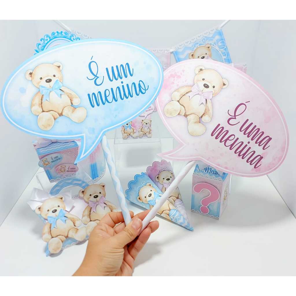 caixinhas cha revelação para lembrancinhas decoração cha revelação ursinhos