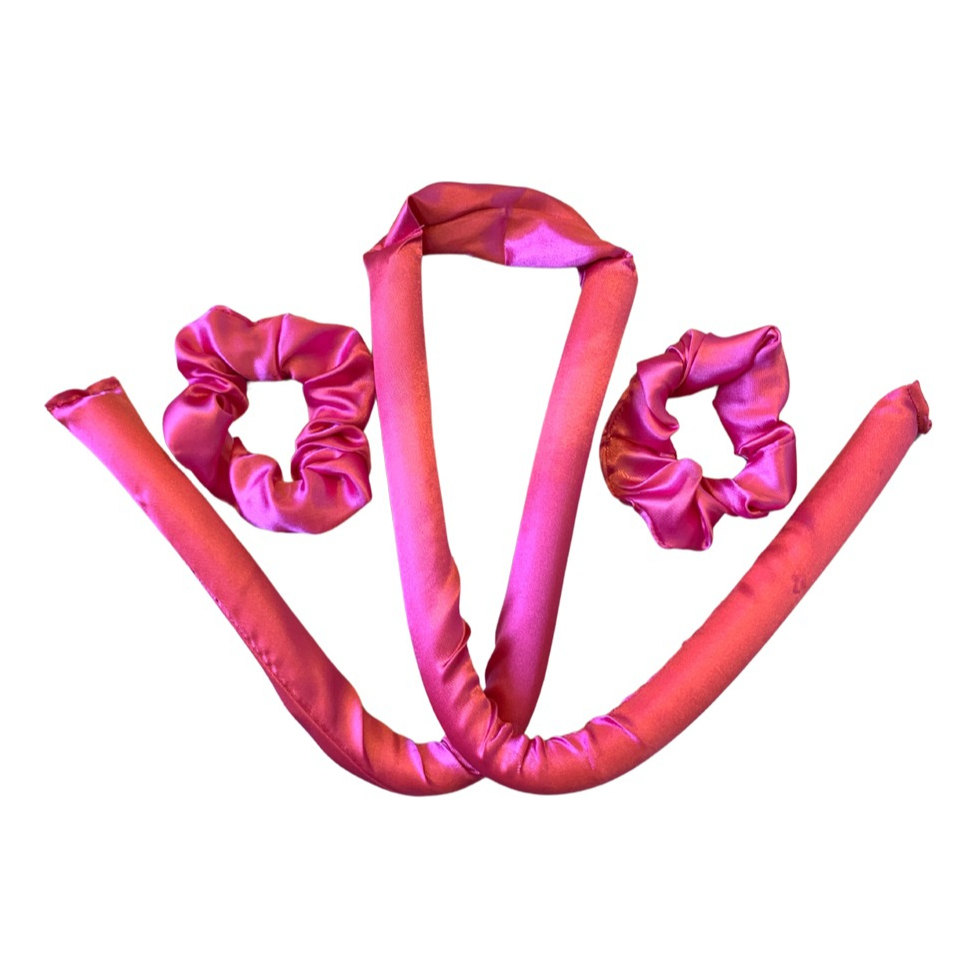 Modelador Curling Rod Cetim Sem Calor + 2 Scrunchies, Modelador De Cetim Cachos Heatless Curls Ondas