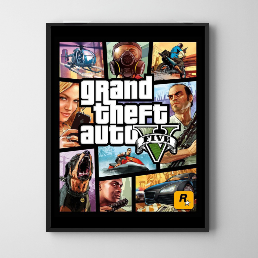 Placa decorativa - GTA 5 - Grand Theft Auto V - Jogo - Quadro decorativo - Rockstar - decoração