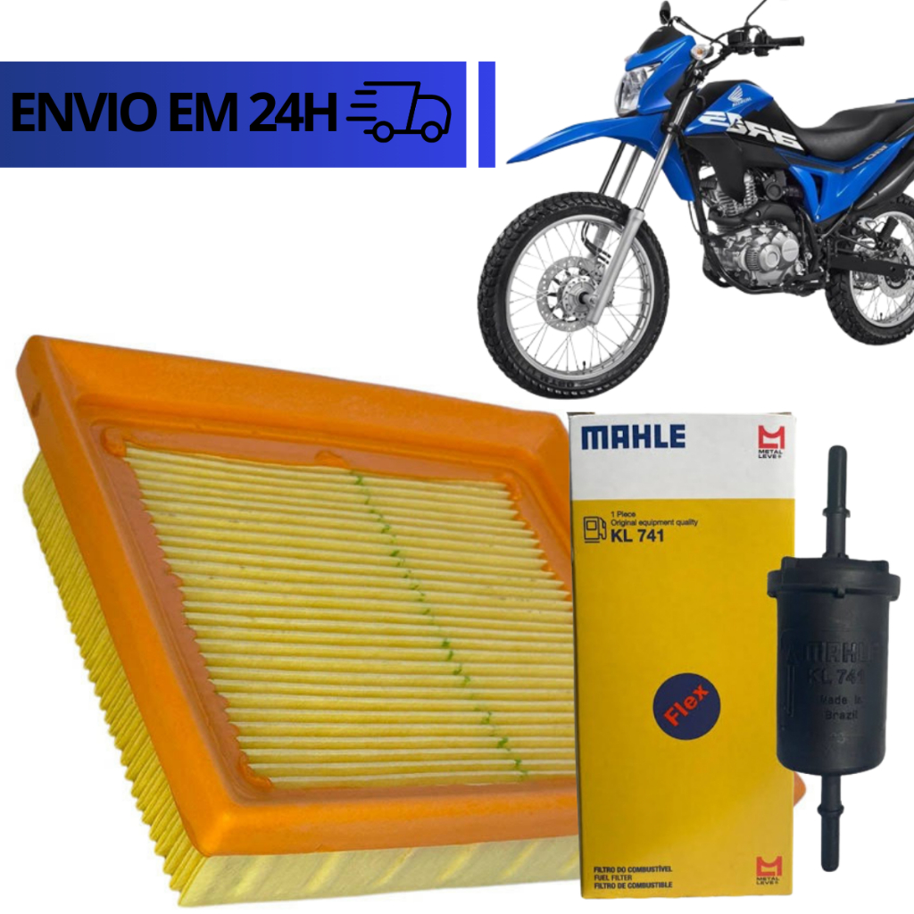 Filtro Ar Elemento Modelo Original Honda + Filtro Combustível Gasolina Flex Metal Leve Bros Nxr 160
