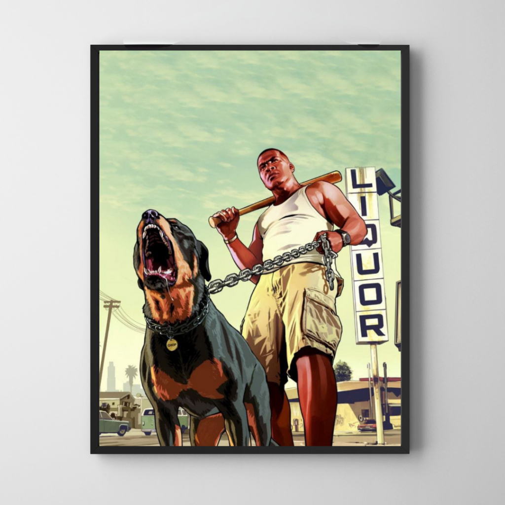 Placa decorativa - Franklin- GTA 5 - Grand Theft Auto V - Jogo - Quadro decorativo - Rockstar - decoração