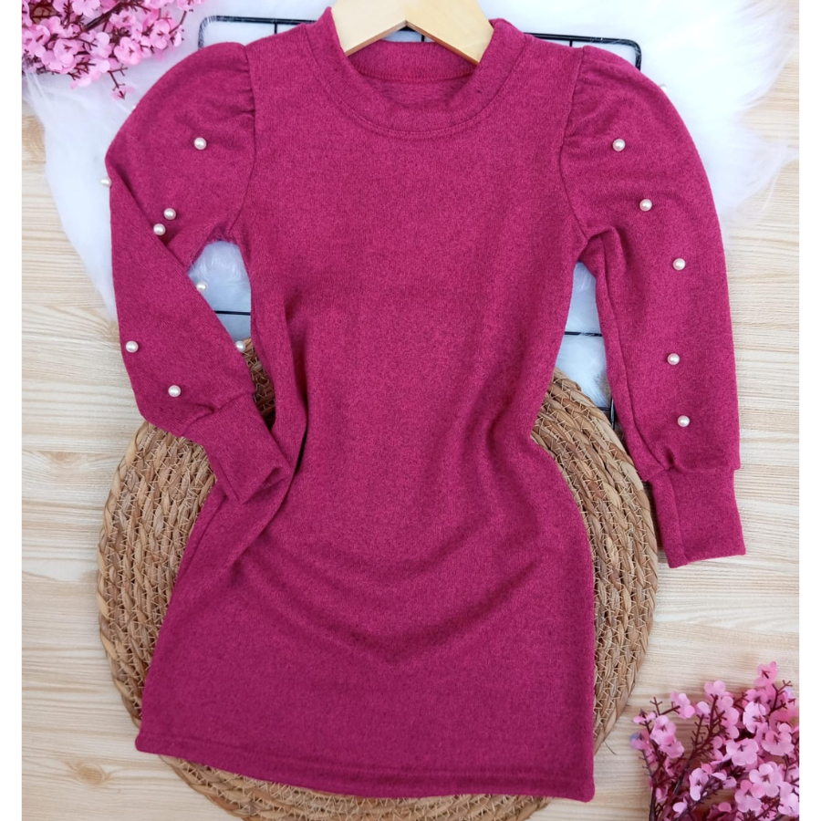 vestido infantil lanzinha perolas vestido manga longa para o frio inverno vestido manga bufante